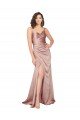 Cheapest Floor Length Formal Silky Satin Bridesmaid Dress / Prom Dress with Front Skirt Slit UK