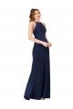 Cheapest High Neck Satin Bridesmaid Dress / Prom Dress with Strappy Back UK