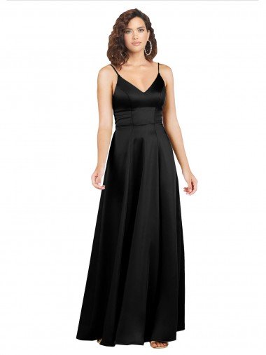 Cheapest Formal Silky Satin Floor-Length Long Bridesmaid Dress / Prom Dress with V-Neckline UK