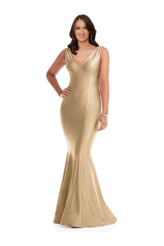 Cheapest Shirred Shoulder Formal Silky Satin Mermaid Bridesmaid Dress / Prom Dress UK