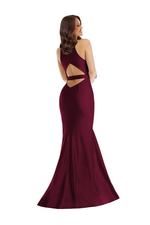 Cheapest Plunge Neckline Cutout Low Back Formal Silky Satin Mermaid Bridesmaid Dress / Prom Dress UK