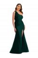 Cheapest Cascading Bow One Shoulder Formal Silky Satin Mermaid Bridesmaid Dress / Prom Dress with Front Slit UK