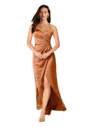 Cheapest Faux-Wrap Skirt Formal Silky Satin Bridesmaid Dress / Prom Dress UK