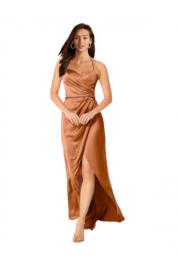 Cheapest Faux-Wrap Skirt Formal Silky Satin Bridesmaid Dress / Prom Dress UK