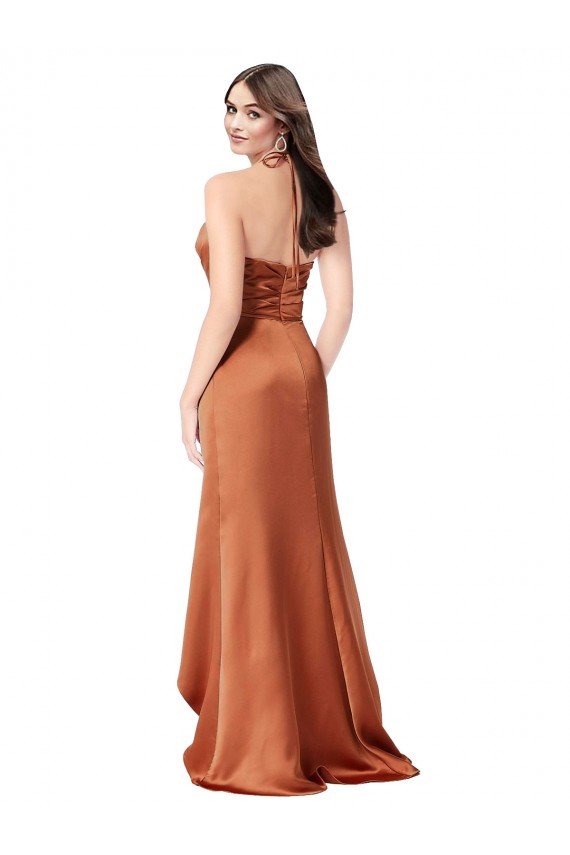 Cheapest Faux-Wrap Skirt Formal Silky Satin Bridesmaid Dress / Prom Dress UK