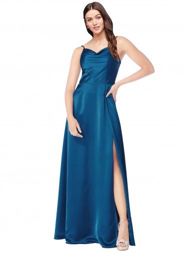 Cheapest Cowl Neck Salky Satin Bridesmaid Dress / Prom Dress UK