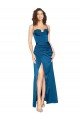 Cheapest Full Length Bustier Style Long Formal Silky Satin Bridesmaid Dress / Prom Dress with Low Back UK