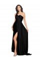 Cheapest Floor Length One Shoulder Formal Silky Satin Bridesmaid Dress / Prom Dress with Side Slit UK