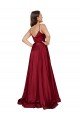 Cheapest Deep V-Neck Sweetheart Long Formal Silky Satin Bridesmaid Dress / Prom Dress with Thigh High Slit UK