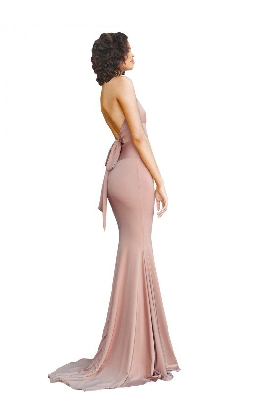 Cheapest Deep V-Neck Mermaid Low Back Long Formal Spandex Bridesmaid Dress / Prom Dress UK