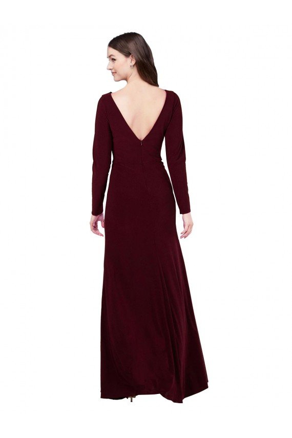 Cheapest Long Sleeves Spandex Bridesmaid Gown with Front Slit UK