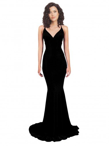 Cheapest Fishtail Shaped V-Neck Open Back Formal Spandex Bridesmaid Dress / Prom Dress UK