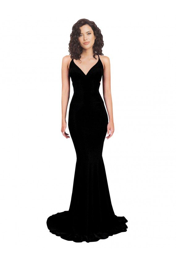 Cheapest Fishtail Shaped V-Neck Open Back Formal Spandex Bridesmaid Dress / Prom Dress UK