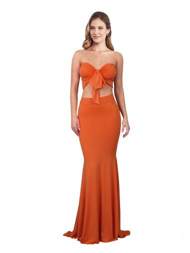 Cheapest Strapless Bandeau Bodice Long Formal Spandex Bridesmaid Dress / Prom Dress UK