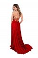 Cheapest Lace Over Bodice Long Spandex Bridesmaid Dress / Prom Dress with Slit UK