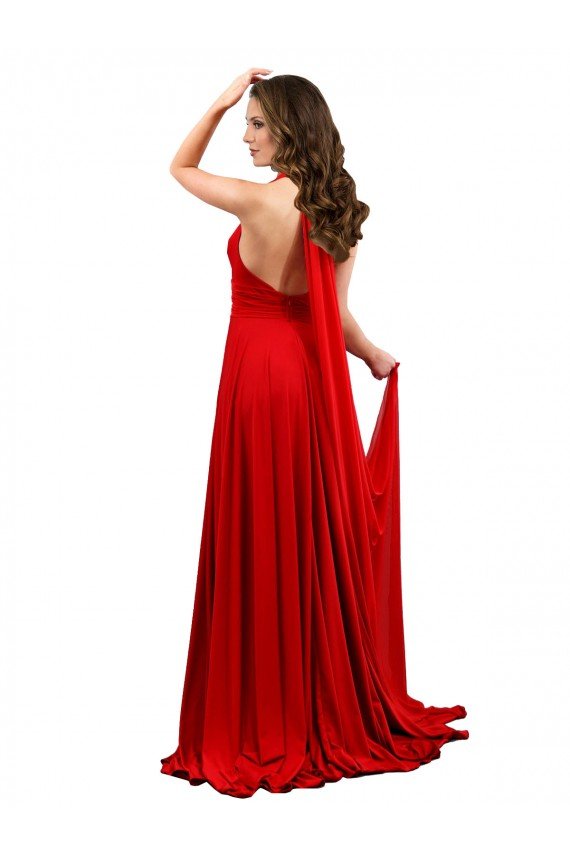 Cheapest High Slit A-Line Halter Long Formal Spandex Bridesmaid Dress / Prom Dress Open Back UK