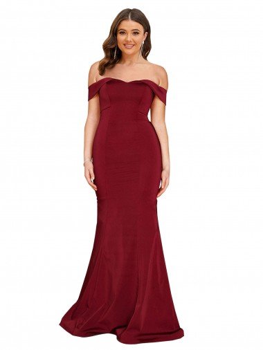 Cheapest Off Shoulder Sleeves Sweetheart Neckline Long Formal Spandex Bridesmaid Dress / Prom Dress UK