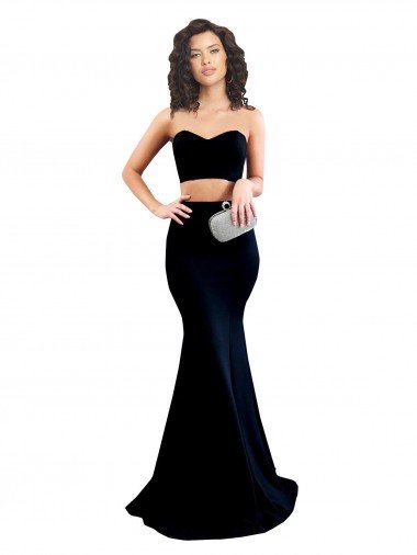 Cheapest Two Piece High Neck Formal Crepe Bridesmaid Dress / Prom Dress UK