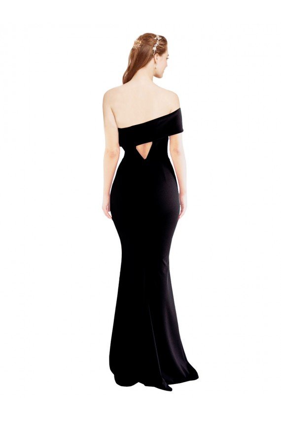 Cheapest Asymmetrical Draped Off the Shoulder Banded Formal Crepe Bridesmaid Dress / Prom Dress UK