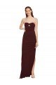 Cheapest Twisted Strapless Keyhole Long Formal Crepe Bridesmaid Dress / Prom Dress with Slit UK