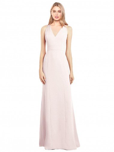 Cheapest V-Neck Keyhole Back Crepe Trumpet Bridesmaid Dress / Prom Dress UK