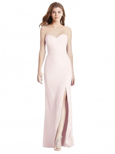 Cheapest Strapless Crepe Trumpet Bridesmaid Dress / Prom Dress with Front Slit UK