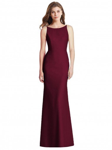 Cheapest Open Cowl Back Bateau Neck Trumpet Bridesmaid Dress UK