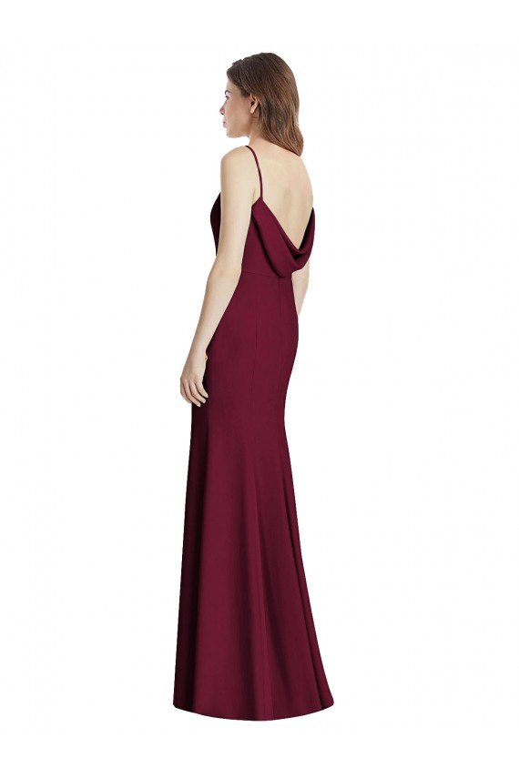 Cheapest Open Cowl Back Bateau Neck Trumpet Bridesmaid Dress UK