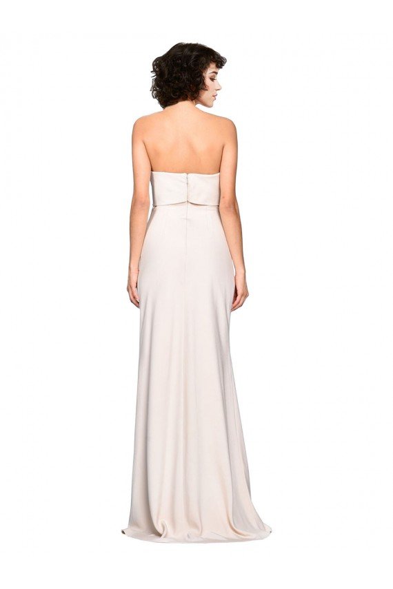 Cheapest Strapless Crepe Fitted Bridesmaid Dress / Prom Dress with Twist Bow UK