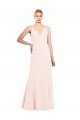 Cheapest Slim A-Line V-Neck Long Stretch Formal Crepe Bridesmaid Dress / Prom Dress with V-Back UK