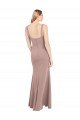 Cheapest Square Neck Fit and Flare Long Stretch Crepe Bridesmaid Dress / Prom Dress with Side Slit UK