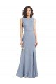 Cheapest Boat Neckline and Sleek Fit and Flare Crepe Bridesmaid Dress with Keyhole Back UK