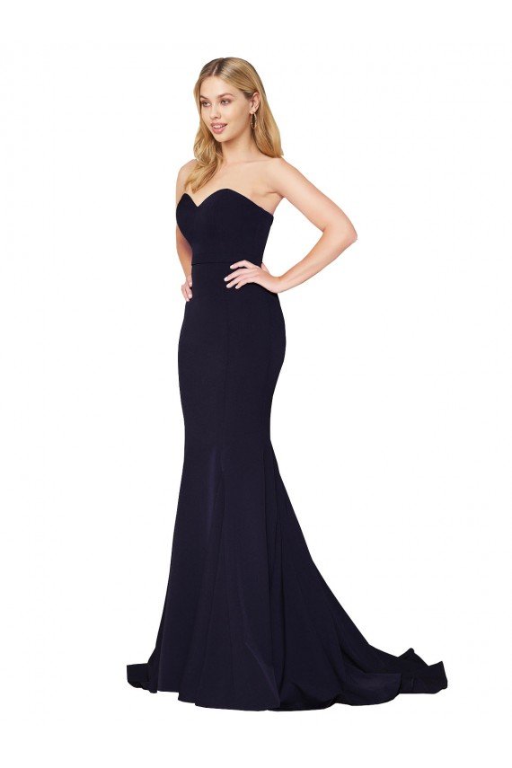 Cheapest Sweetheart High Neck Sweep Train Sleeveless Formal Crepe Bridesmaid Dress / Prom Dress UK