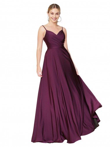 Cheapest High Neck Spaghetti Straps Long V-Back Formal Crepe Bridesmaid Dress / Prom Dress UK