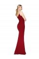 Cheapest Spaghetti Straps V-Neck Long Formal Crepe Dress with High Slit UK