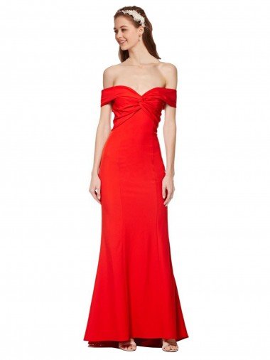 Cheapest Cross Front and Back Bardot Sleeveless Formal Crepe Maxi Bridesmaid Dress / Prom Dress UK