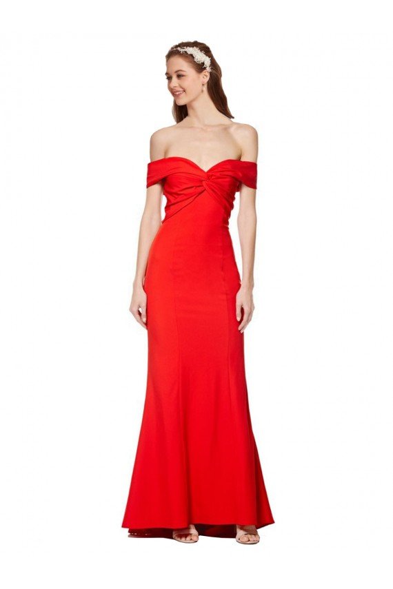 Cheapest Cross Front and Back Bardot Sleeveless Formal Crepe Maxi Bridesmaid Dress / Prom Dress UK