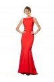 Cheapest High Neck Maxi Formal Crepe Bridesmiad Dress with Exaggerated Back Ruffle UK