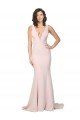 Cheapest Deep Plunging V-Neckline Full Length Formal Crepe Bridesmaid Dress / Prom Dress with Deep V-Backline UK