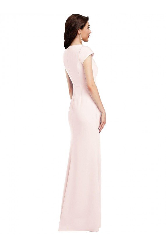 Cheapest Cap Sleeve A-Line Formal Crepe Bridesmaid Dress / Prom Dress with Pockets UK