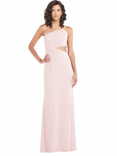 Cheapest Flirty One Shoulder Midriff Cutout Maxi Formal Crepe Bridesmaid Dress / Prom Dress UK