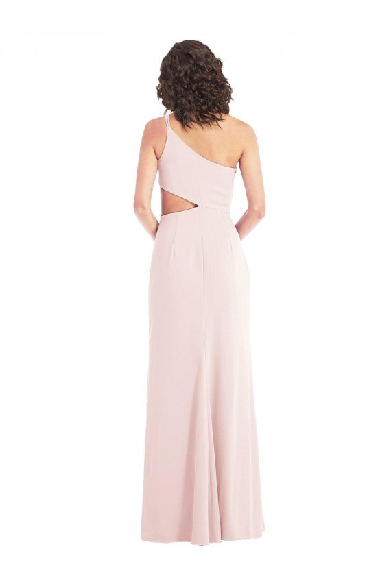 Cheapest Flirty One Shoulder Midriff Cutout Maxi Formal Crepe Bridesmaid Dress / Prom Dress UK