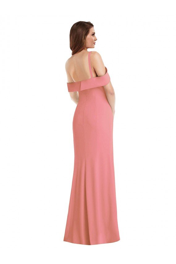 Cheapest One Shoulder Draped Cuff Maxi Bridesmaid Dress / Prom Dress with Front Slit UK