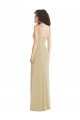 Cheapest Wide Strap Slash Cutout Empire Formal Crepe Bridesmaid Dress / Prom Dress with Front Slit UK