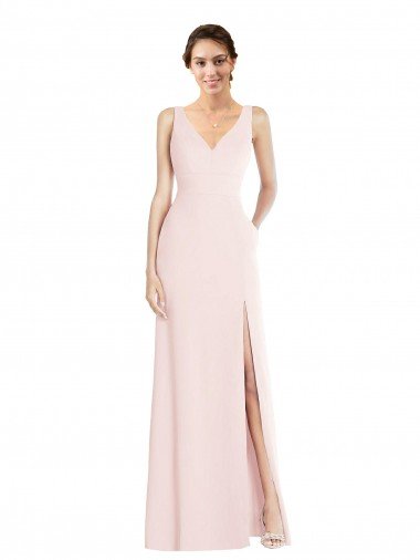 Cheapest Square Neck Low Back A-Line Bridesmaid Dress / Prom Dress with Front Slit and Pockets UK