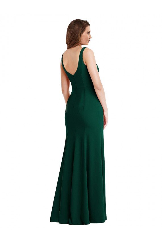 Cheapest Square Neck Trumpet Maxi Bridesmaid Dress / Prom Dress with Front Slit UK