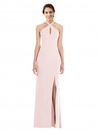 Cheapest Criss Cross Halter Princess Line Trumpet Formal Crepe Bridesmaid Dress / Prom Dress UK