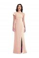 Cheapest One Shoulder Cap Sleeves Trumpet Formal Crepe Bridesmaid Dress / Prom Dress with Front Slit UK