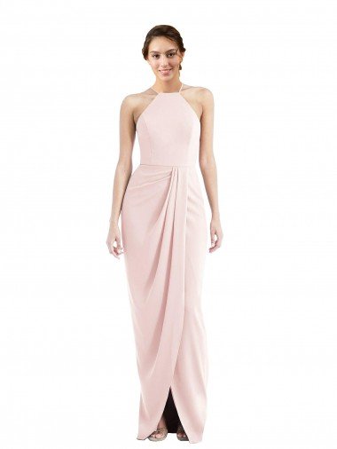 Cheapest Halter Draped Tulip Skirt Maxi Bridesmaid Dress / Prom Dress UK