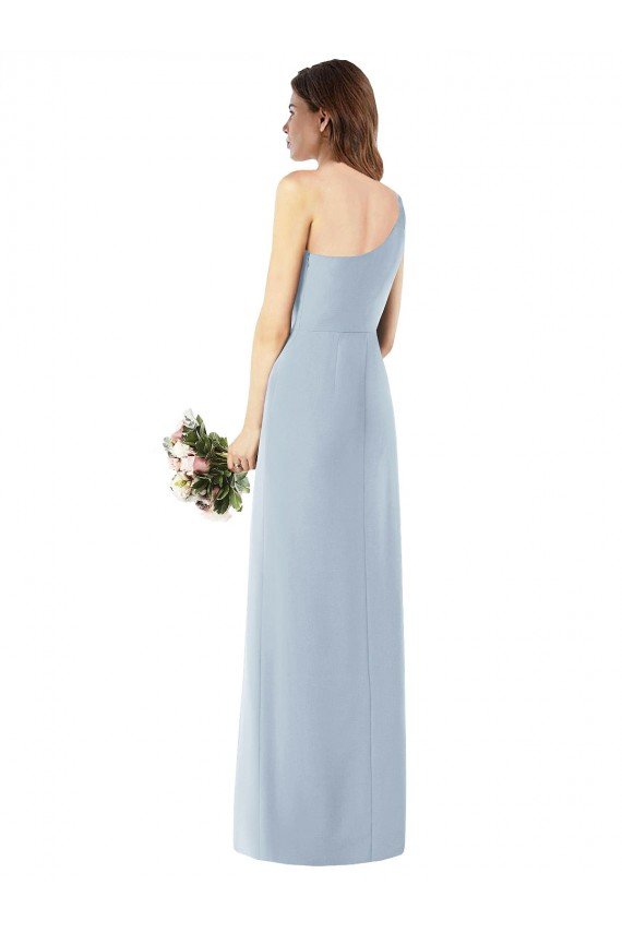 Cheapest One Shoulder Crepe Trumpet Bridesmaid Dress / Prom Dress with Front Slit UK